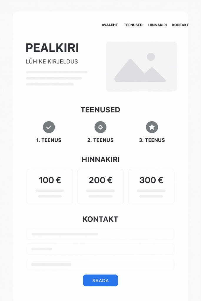 Ühelehelise kodulehe tegemine – lihtne lahendus väikesele ettevõttele
